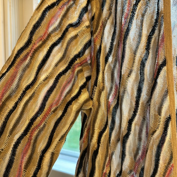 Nic+Zoe Open Front Cardigan Linen Blend Pink Black Sweater $138 NWT Large - Picture 9 of 13